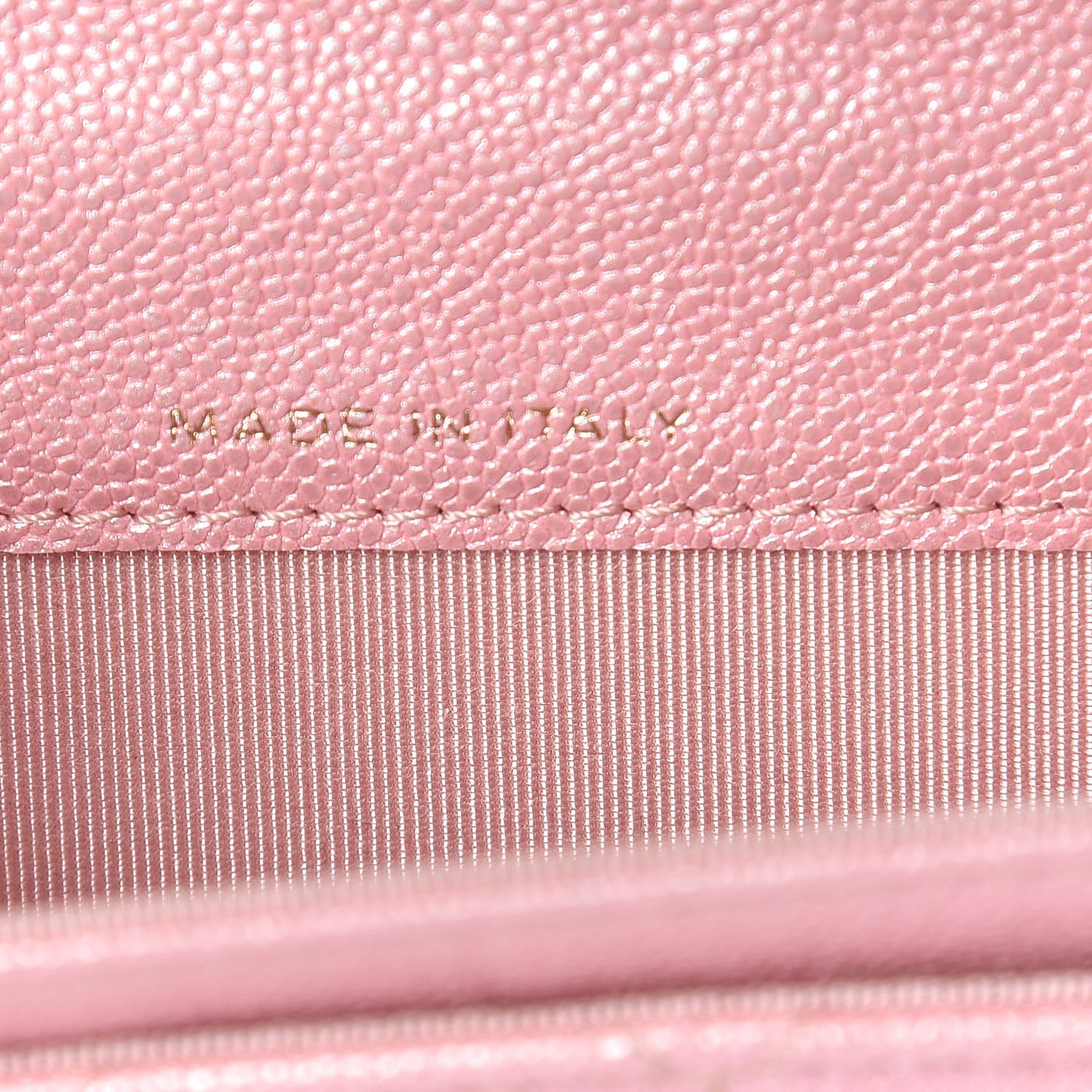 Iridescent Caviar Quilted Flap Card Holder Rose Pink