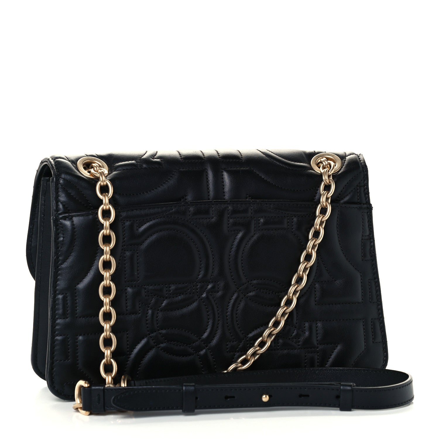 Salvatore Ferragamo Calfskin Quilted Gancini Flap Bag Black 2 of 10