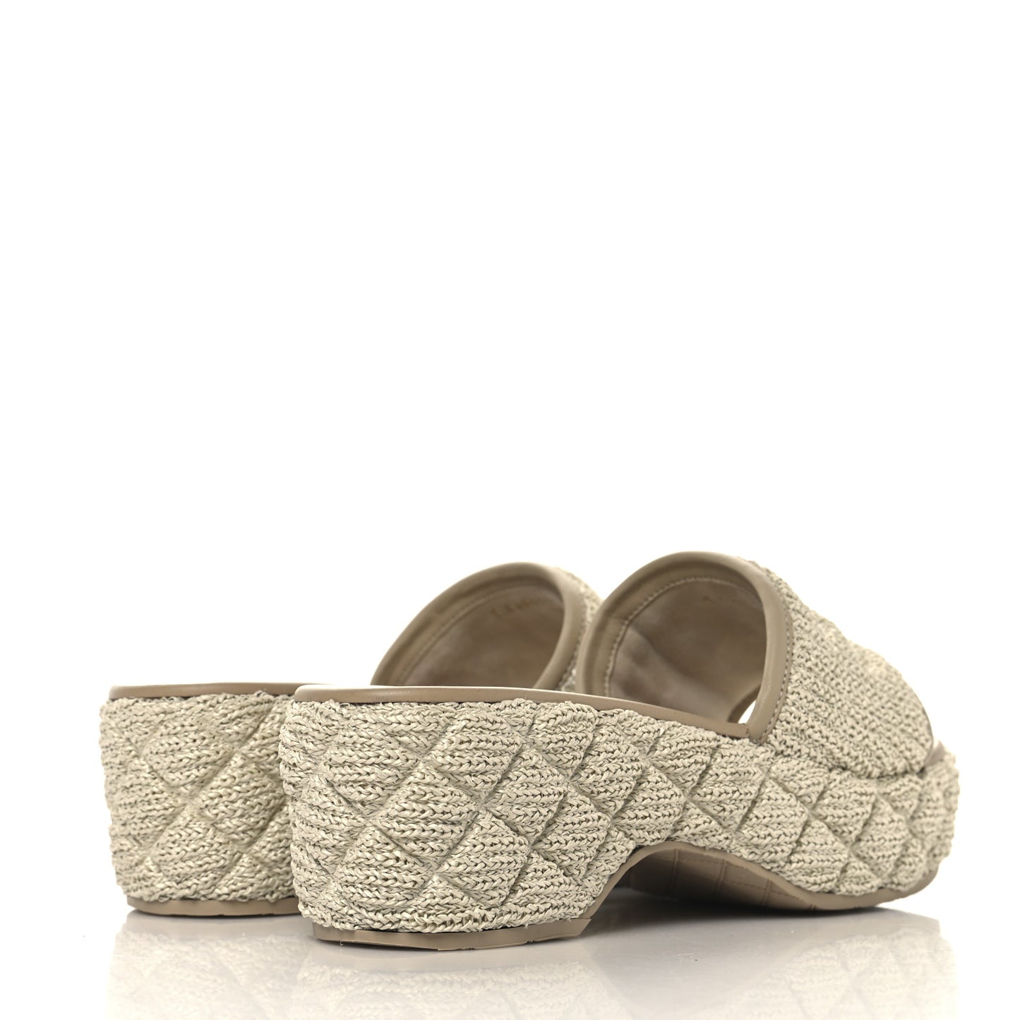 Fabric Quilted CC Platform Mules 39 Ivory