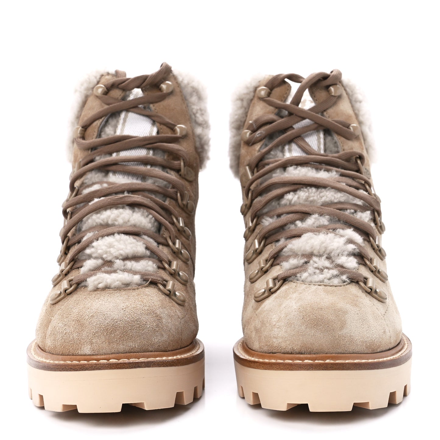 Suede Shearling Eshe Flat Boots Stucco 36.5 Natural