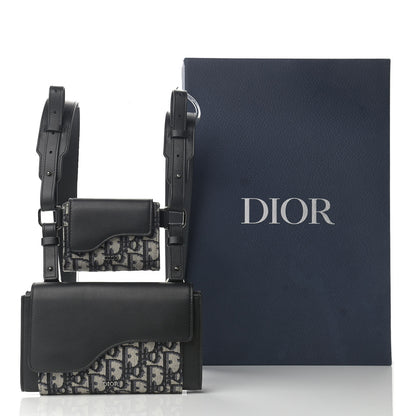 Christian Dior Oblique Smooth Calfskin Elite Shoulder Pouch Beige Black 12 of 12