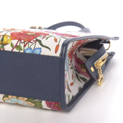 Gucci Canvas Medium Flora Tote White Multicolor Blue Agata 9 of 11