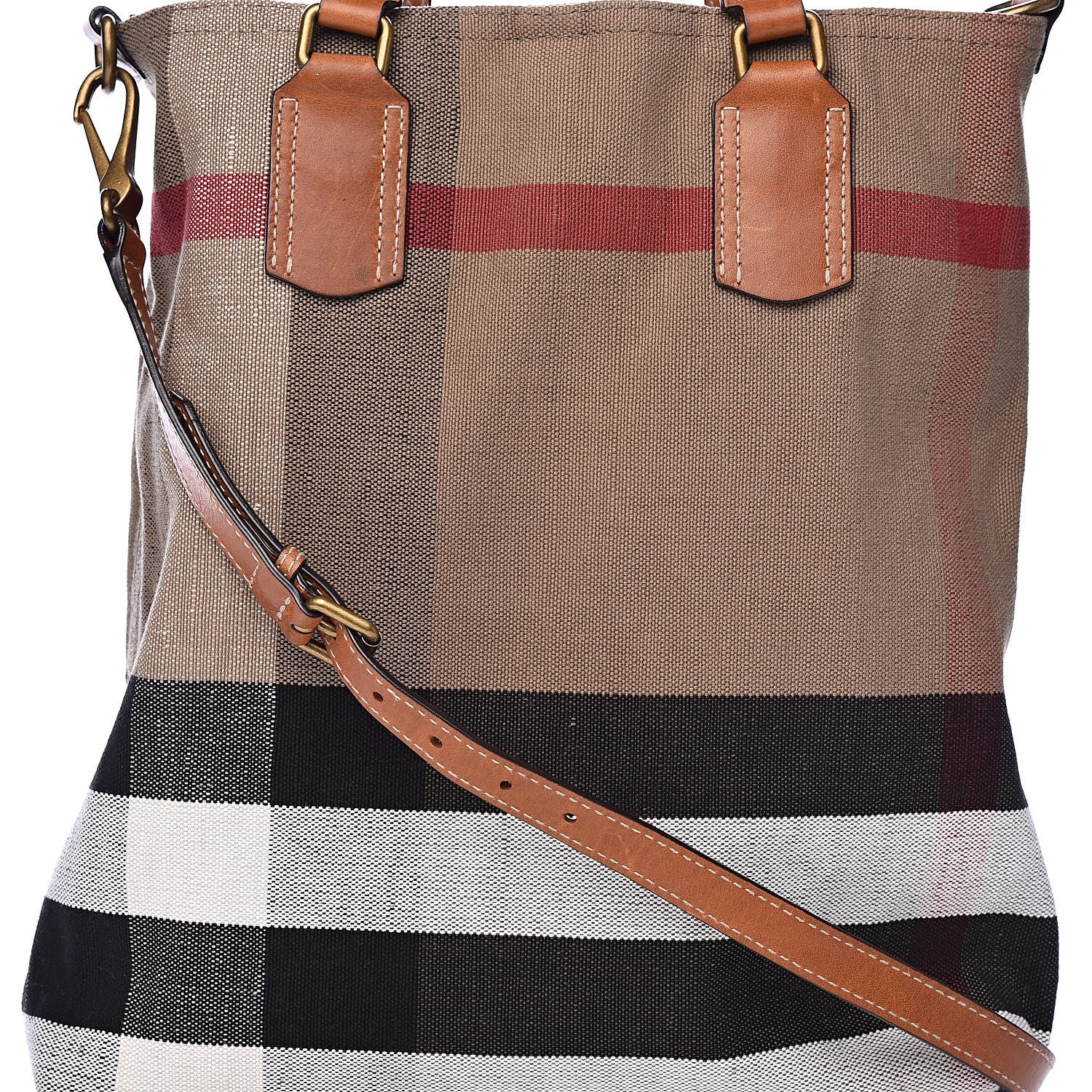 Burberry Canvas Mega Check Medium Tottenham Brit Tote Saddle Brown 11 of 11