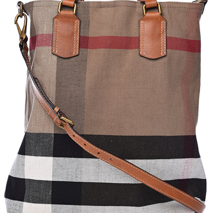 Burberry Canvas Mega Check Medium Tottenham Brit Tote Saddle Brown 11 of 11