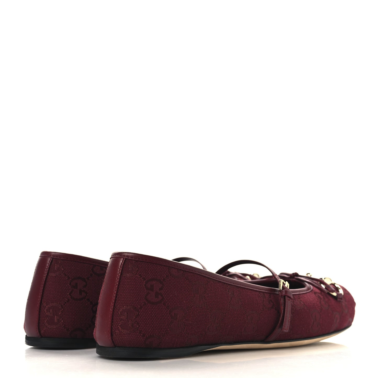 GG Monogram Horsebit Ballet Flats 38.5 Rosso Ancora