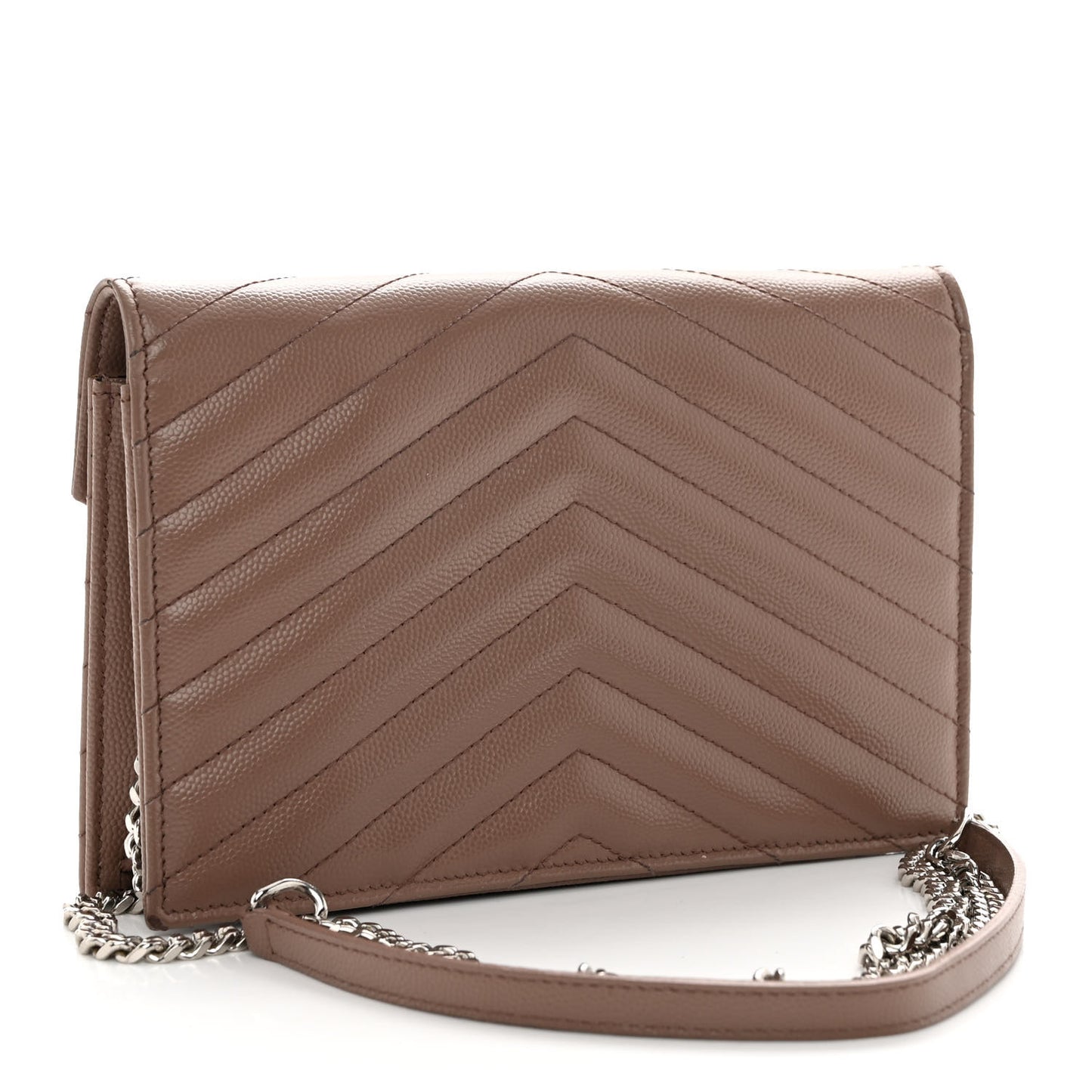 Grain De Poudre Matelasse Chevron Monogram Envelope Chain Wallet Fard