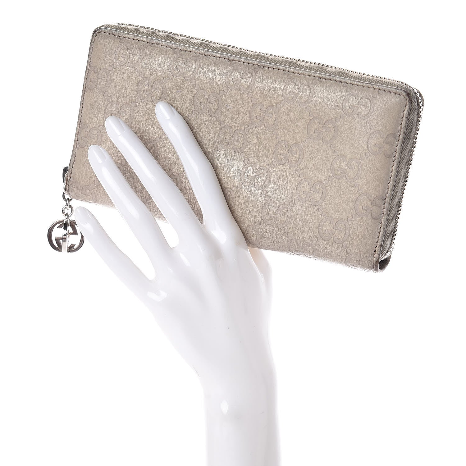 Gucci Guccissima Large Twins Zip Around Wallet White 2 of 17
