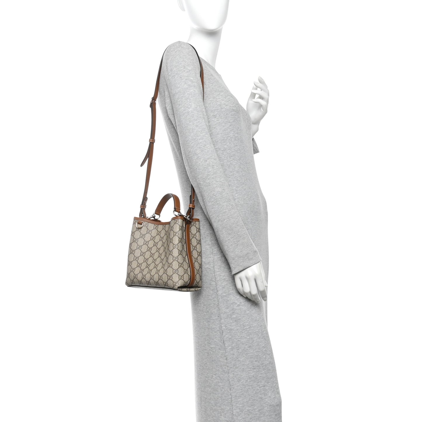 GG Supreme Monogram Emblem Small Shoulder Bag Beige Ebony Sundial