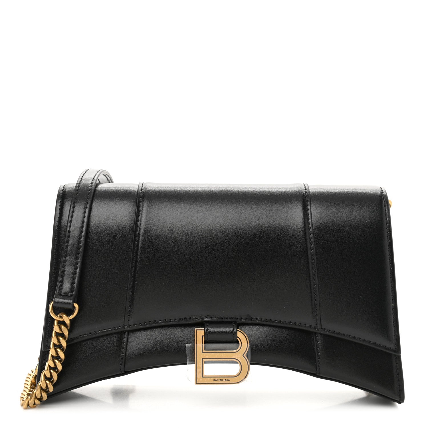 Balenciaga Shiny Box Calfskin Small Hourglass Evening Chain Bag Black 1 of 10