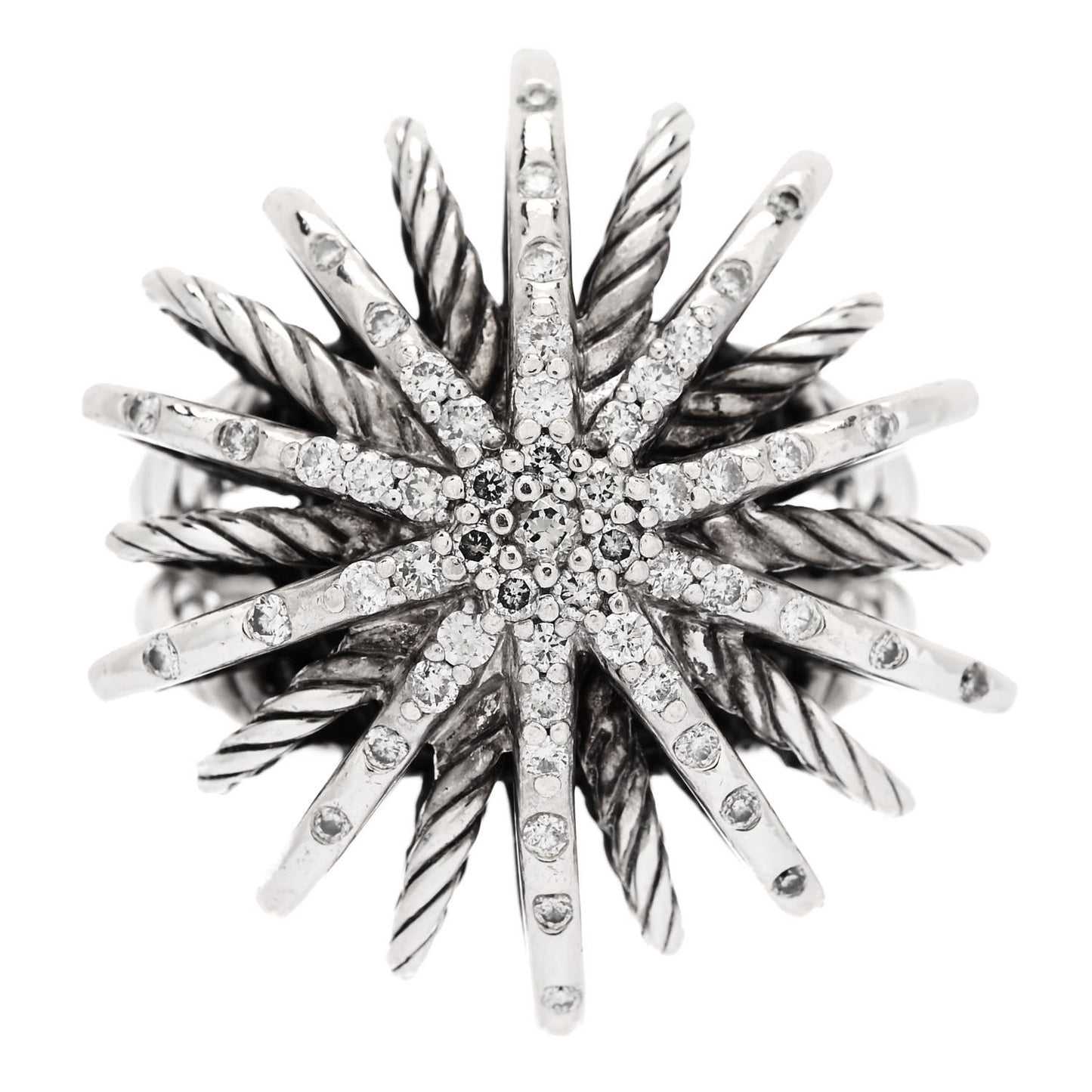 Sterling Silver Diamond 25mm Starburst Ring 50 5.25