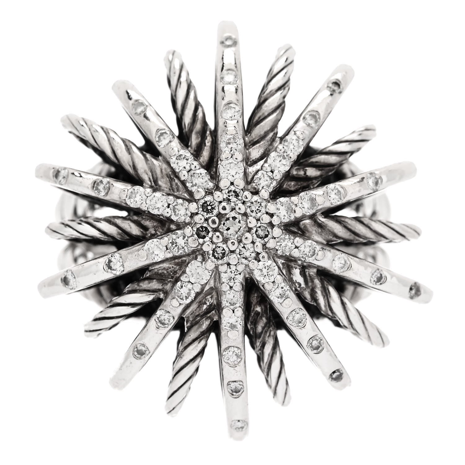 David Yurman Sterling Silver Diamond 25mm Starburst Ring 50 5.25 1 of 6