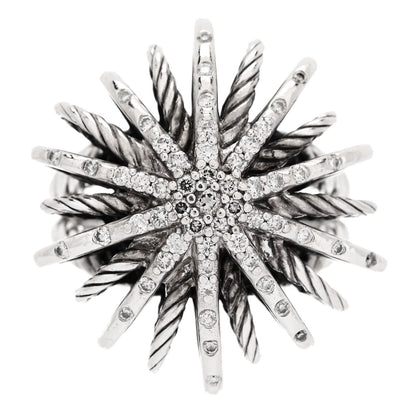 David Yurman Sterling Silver Diamond 25mm Starburst Ring 50 5.25 1 of 6