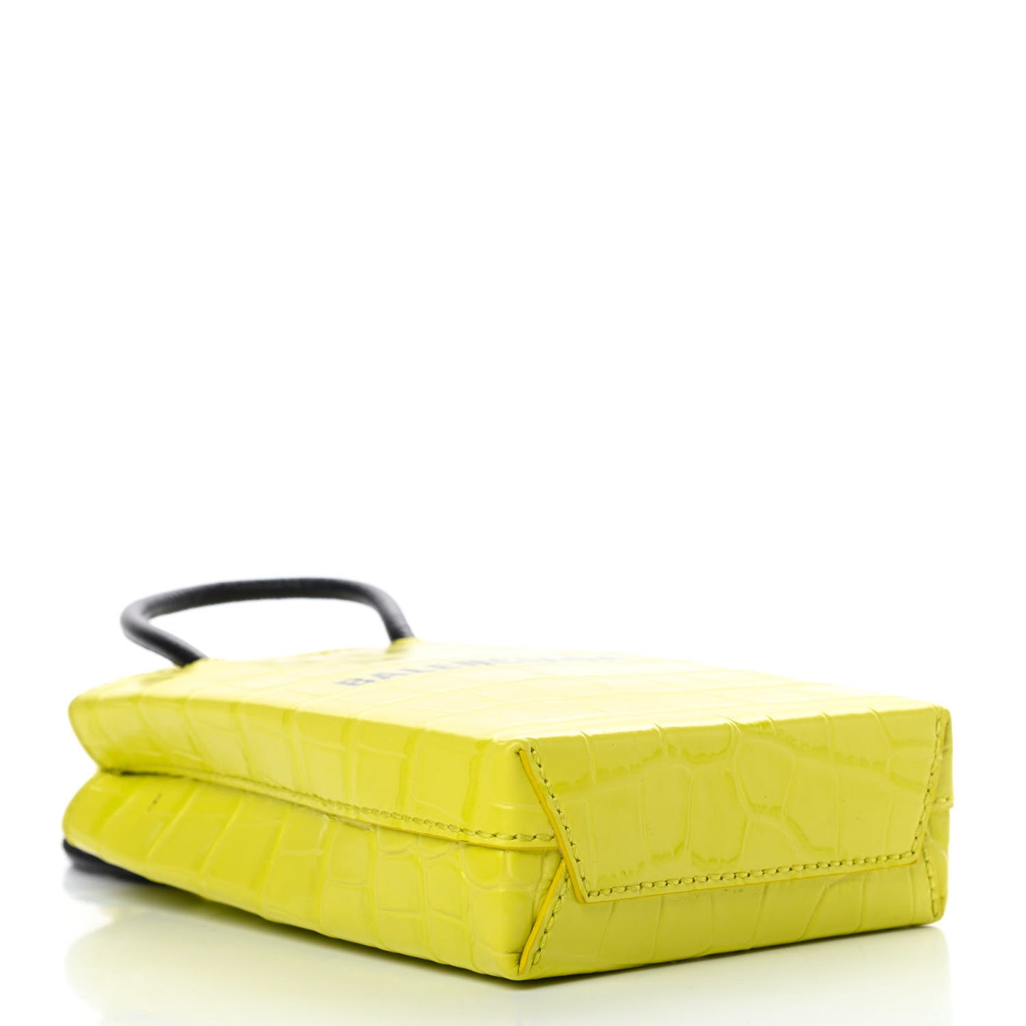 Calfskin Crocodile Embossed Logo Shopping Phone Holder Bag Lime