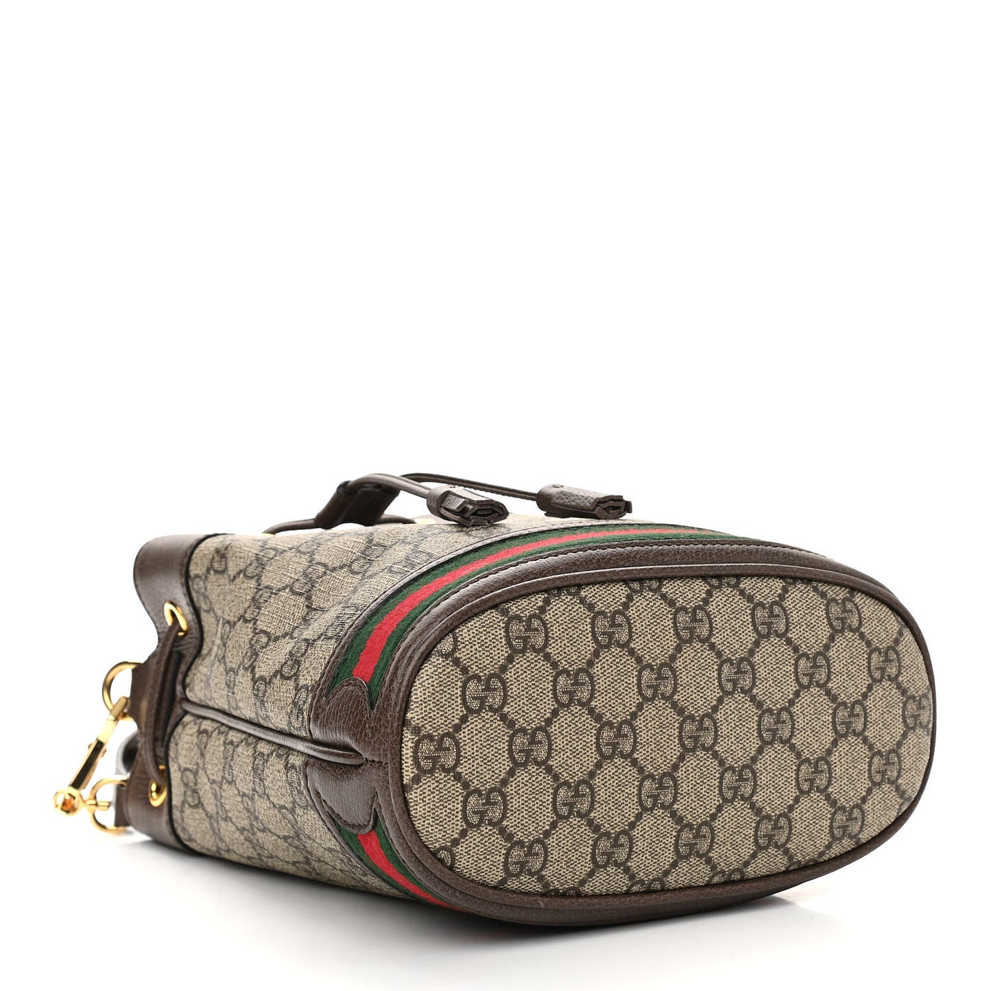 GG Supreme Monogram Web Small Ophidia Bucket Bag Brown