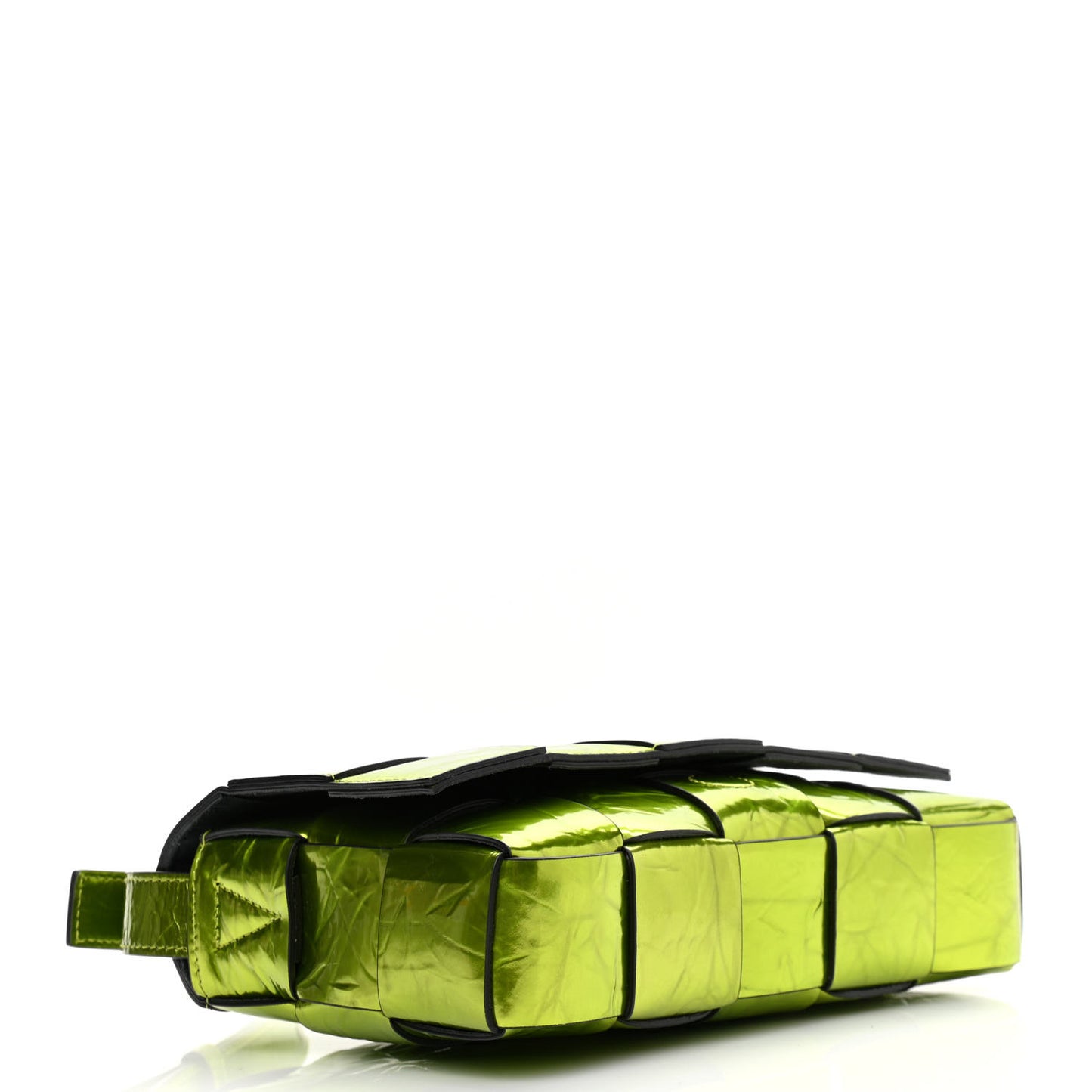 Metallic Crushed Calfskin Maxi Intrecciato Cassette Crossbody Bag Chlorophyll