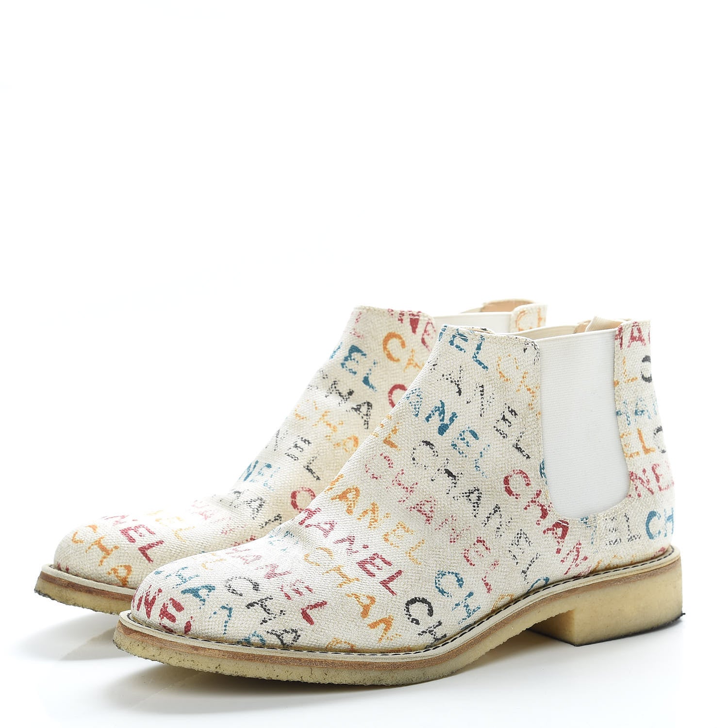 Chanel Canvas Logo Short Boots 38.5 Multicolor 3 of 17