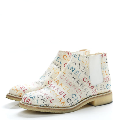 Chanel Canvas Logo Short Boots 38.5 Multicolor 3 of 17