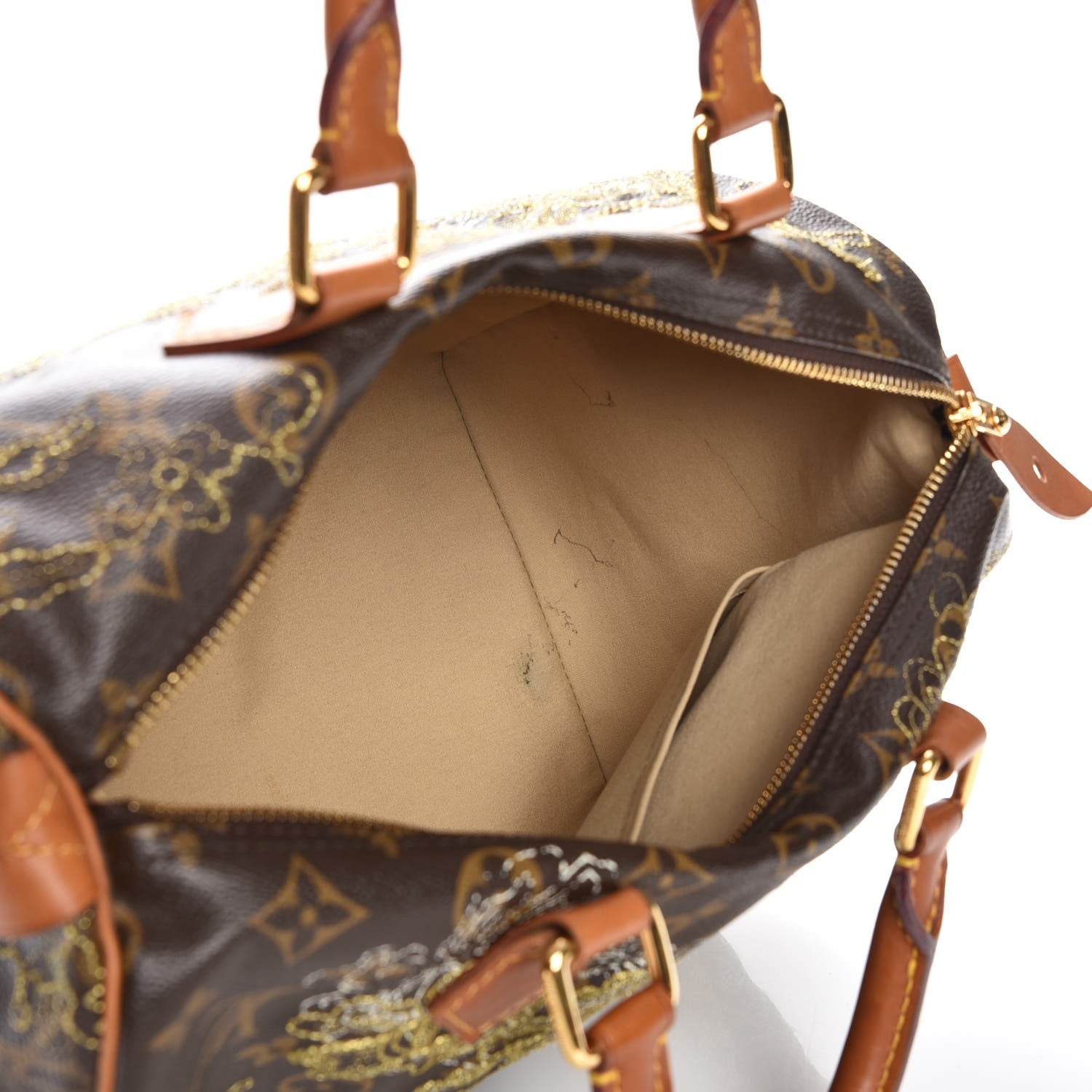 Louis Vuitton Monogram Dentelle Speedy 30 Gold 6 of 12