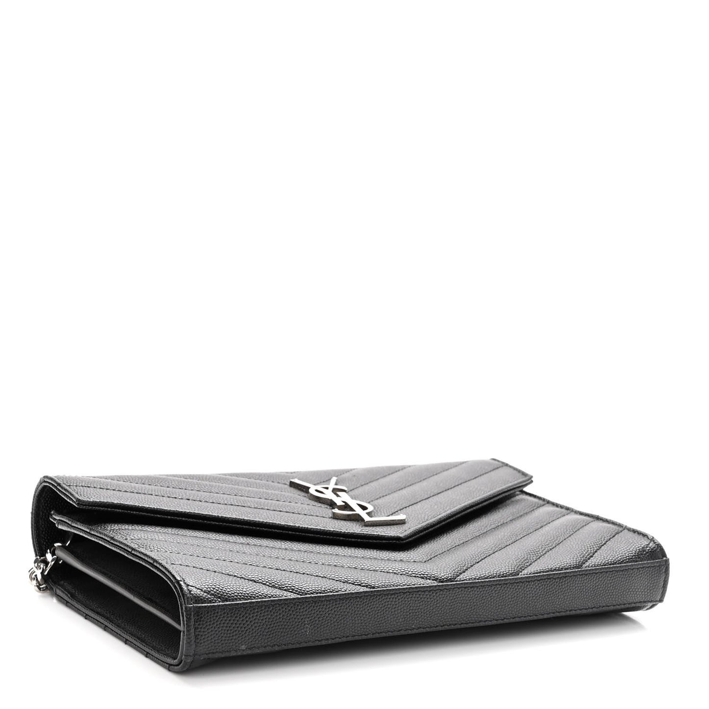 Grain De Poudre Matelasse Chevron Monogram Chain Wallet Black