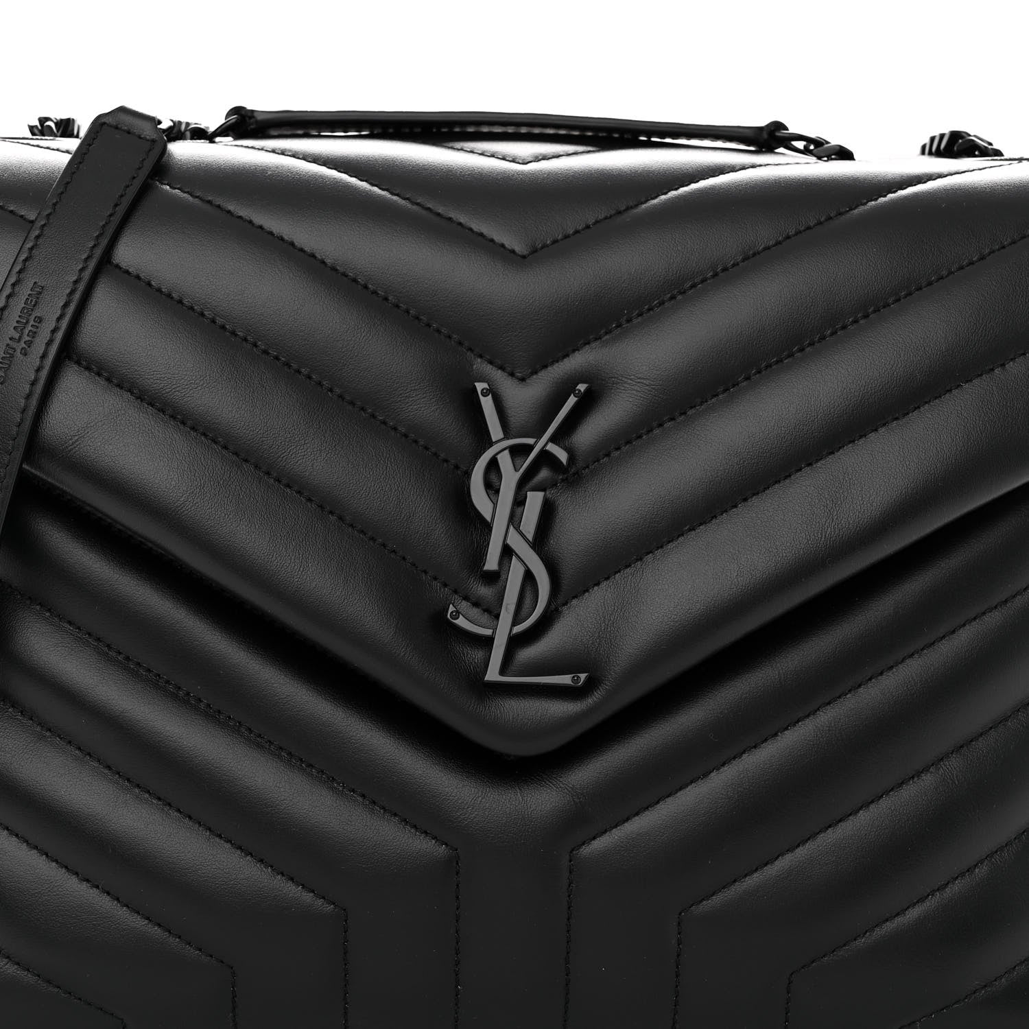 Saint Laurent Calfskin Y Quilted Monogram Monochrome Medium Loulou Chain Satchel Black 8 of 11