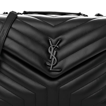 Saint Laurent Calfskin Y Quilted Monogram Monochrome Medium Loulou Chain Satchel Black 8 of 11