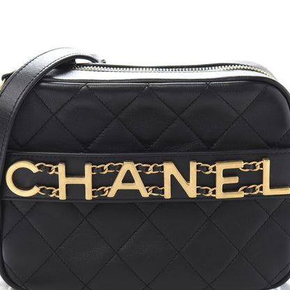Chanel Calfskin Quilted Enchained Camera Case Bag Black 10 of 11