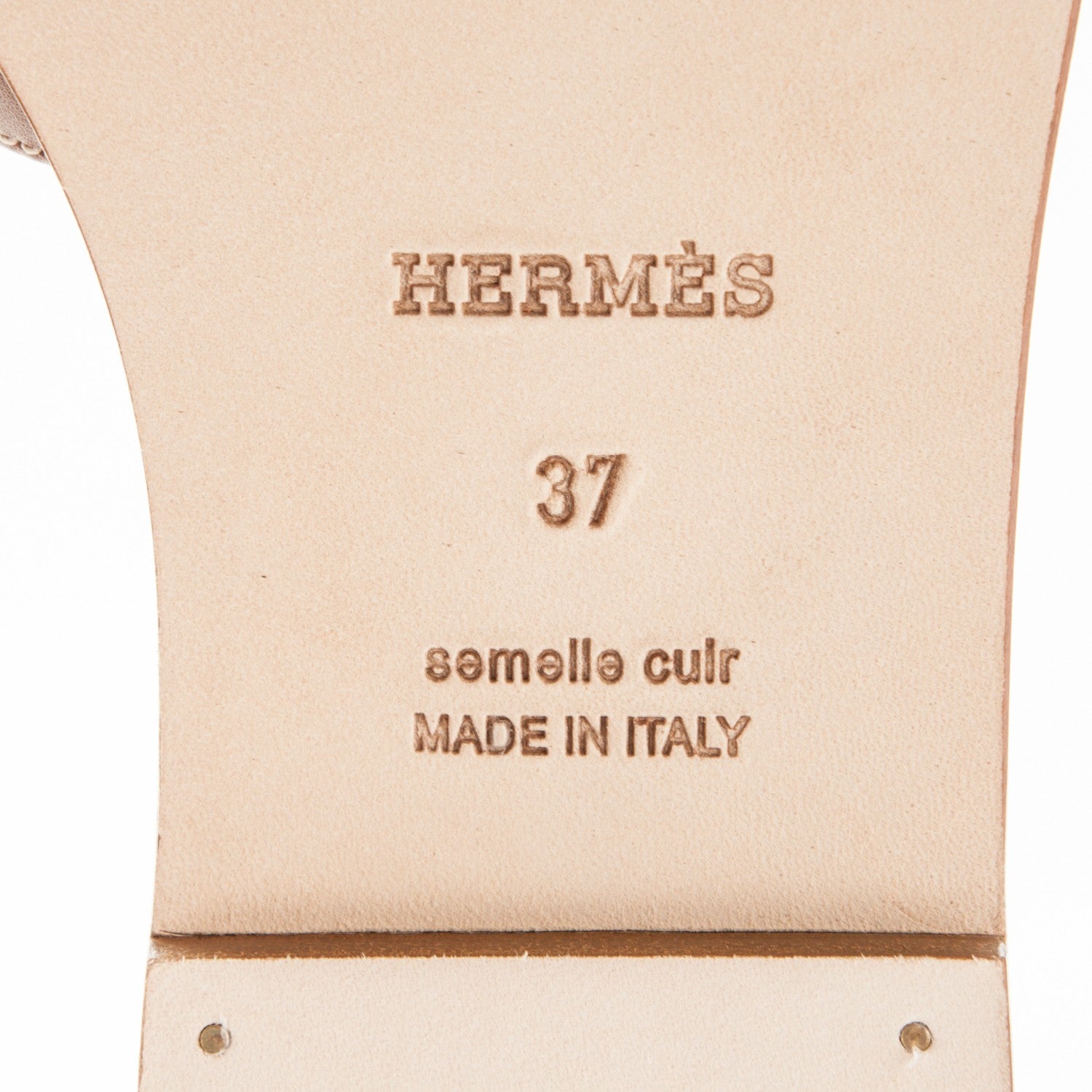 Hermes Box Calfskin Oran Sandals 37 Gold 6 of 7