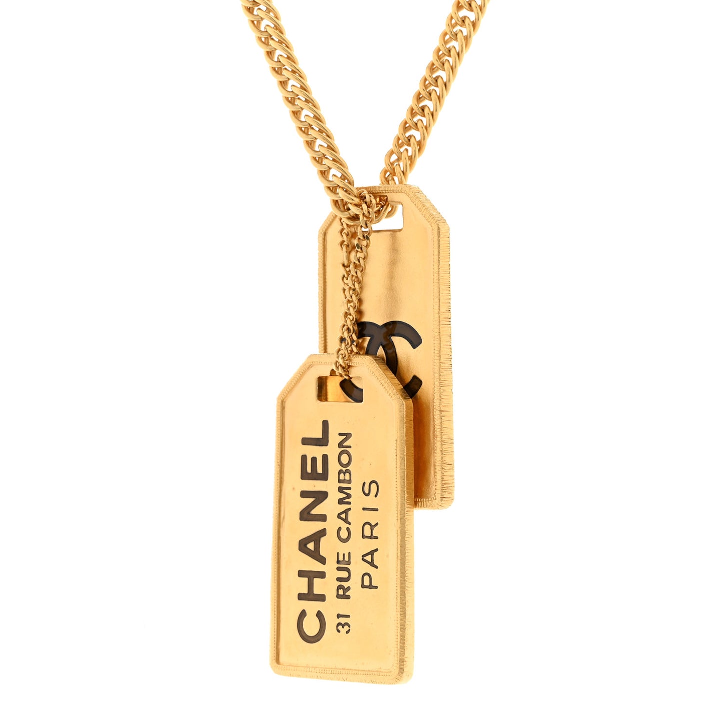 ID Dog Tag Charm Necklace Gold
