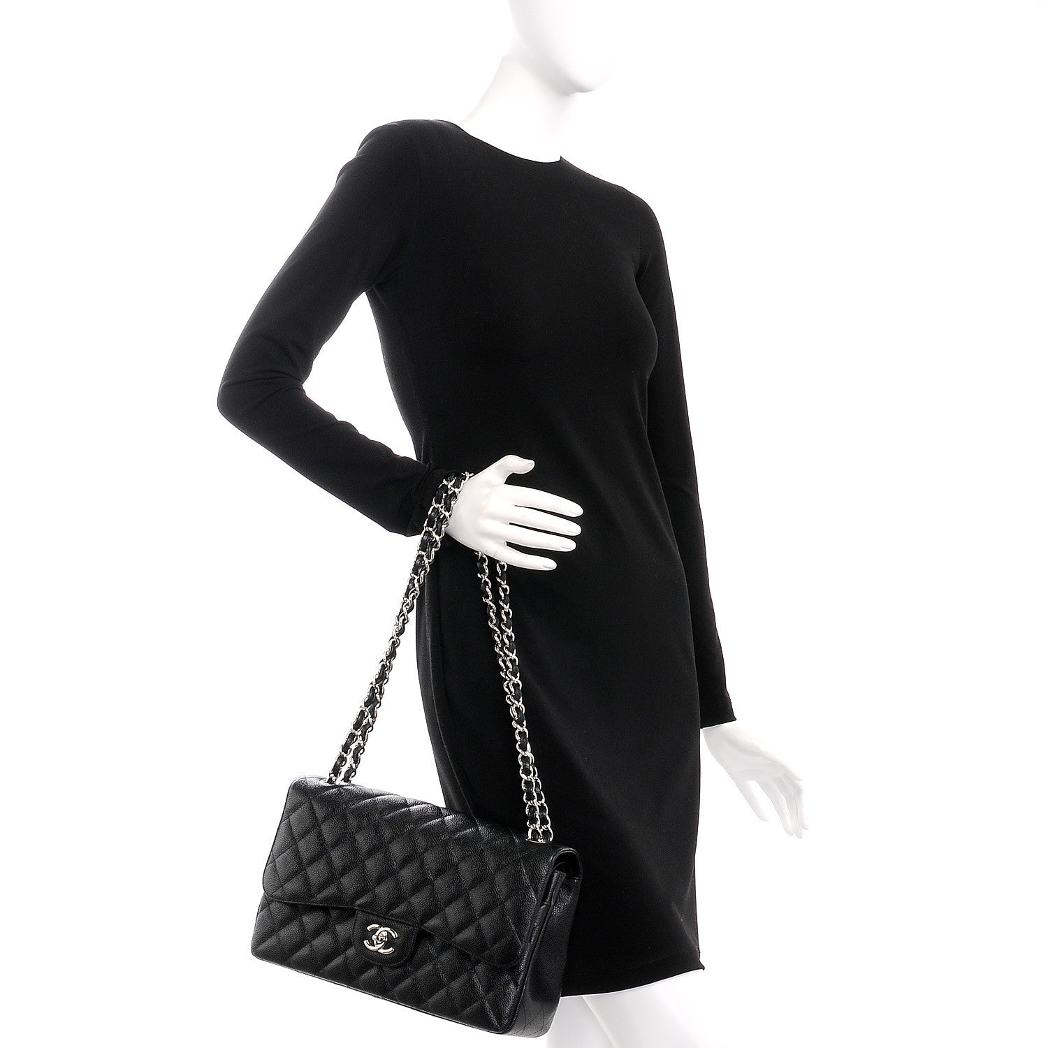 Chanel Caviar Quilted Jumbo Double Flap Black 3 of 9