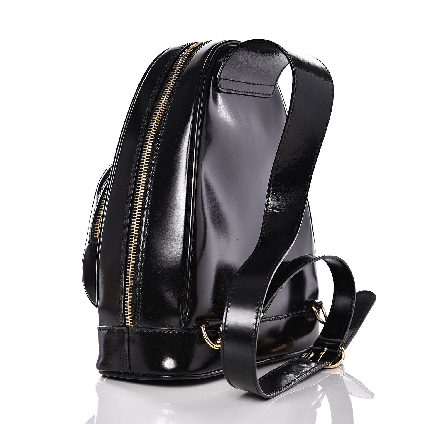 Patent Leather Bamboo Backpack Sling Black