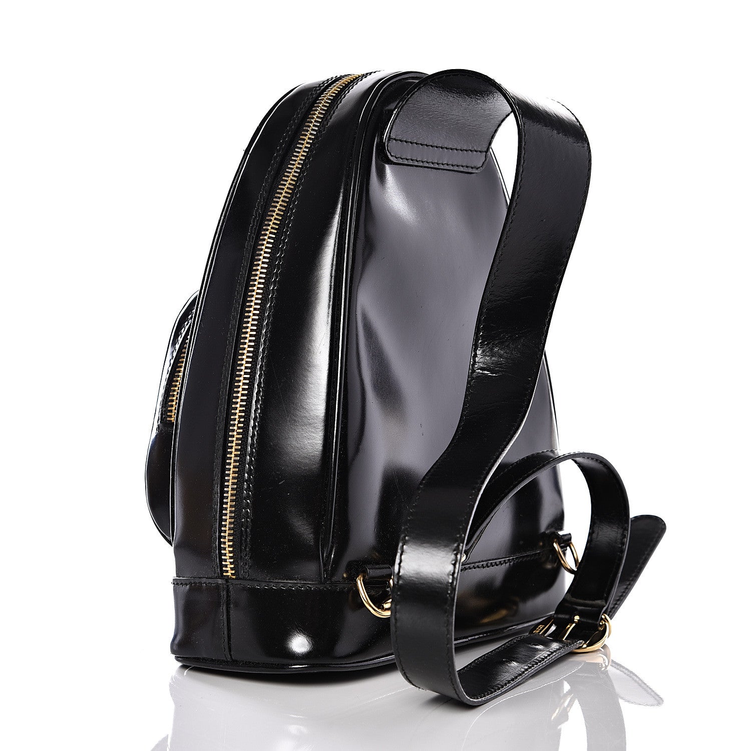 Gucci Patent Leather Bamboo Backpack Sling Black 2 of 14