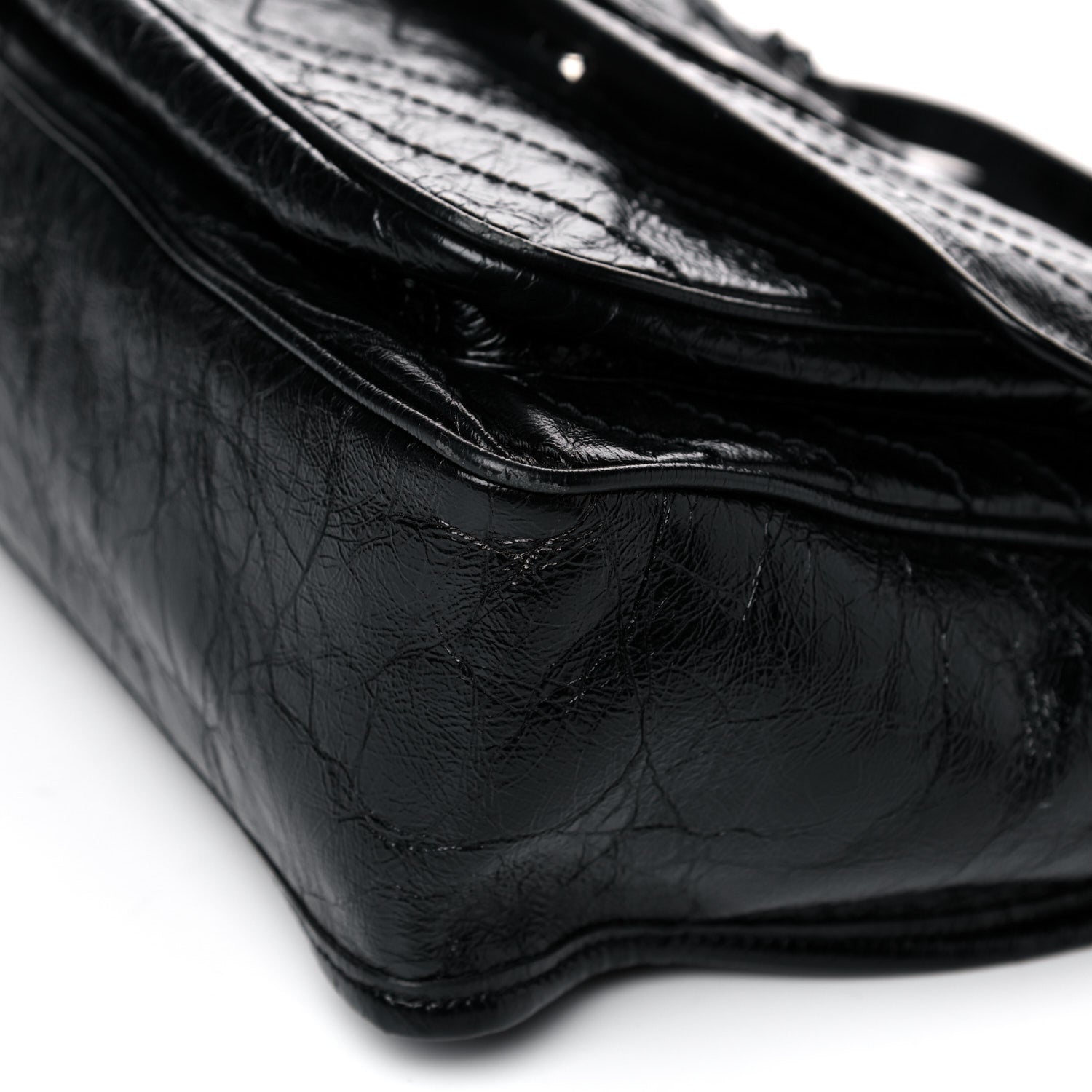Saint Laurent Crinkled Calfskin Matelasse Monogram Medium Niki Chain Satchel Black 11 of 15