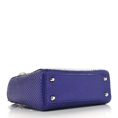 Christian Dior Metallic Snakeskin Mini Lady Dior Purple 4 of 13