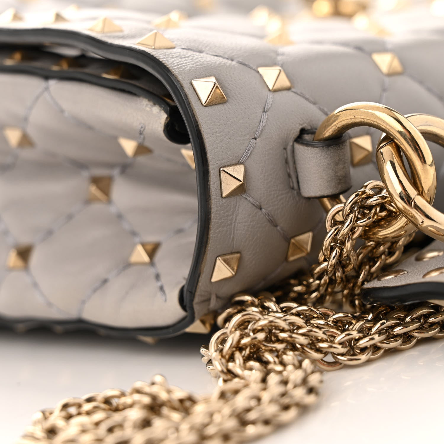 Valentino Garavani Nappa Medium Rockstud Spike Shoulder Bag Pastel Grey 13 of 13