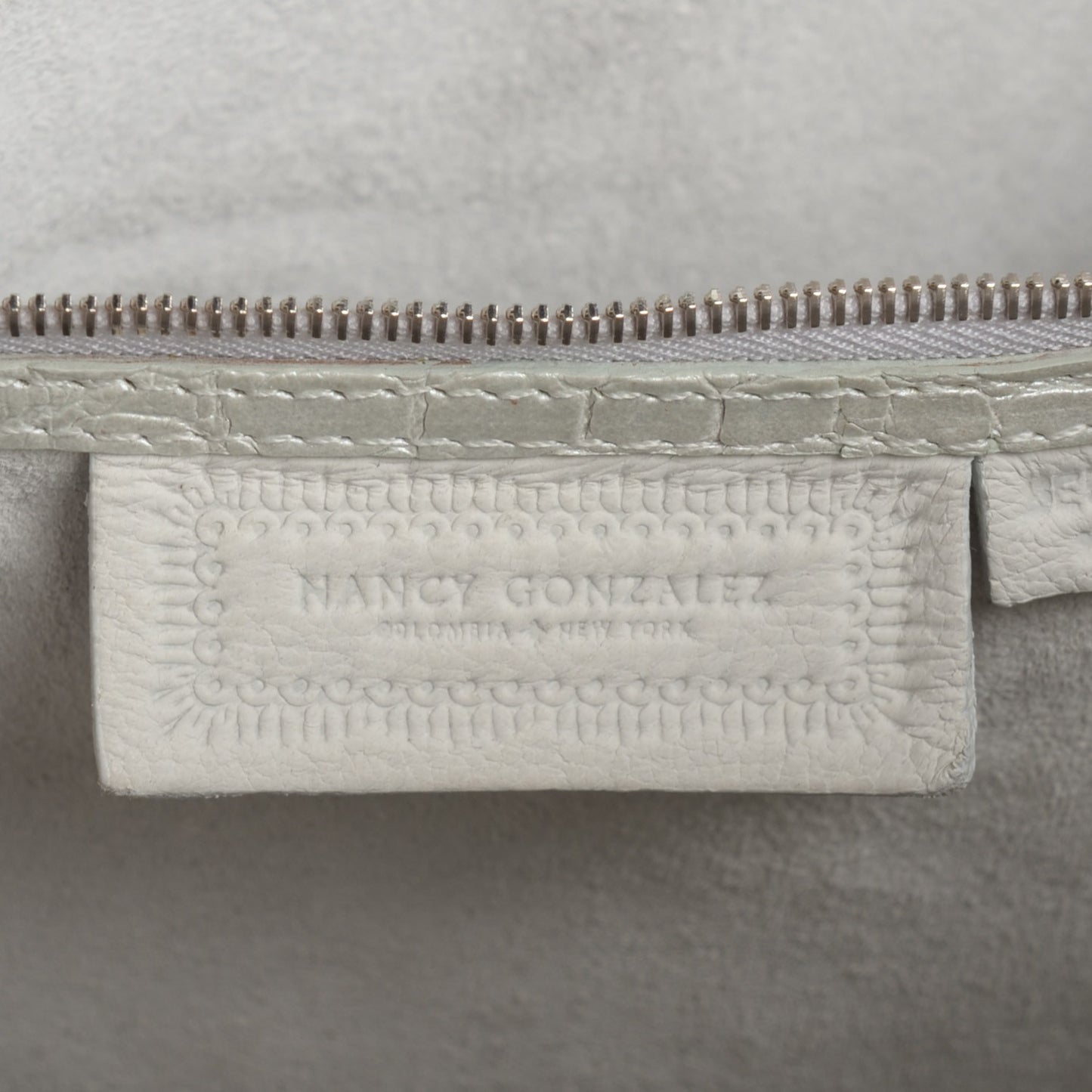 Metallic Crocodile Medium Leaf Tote White