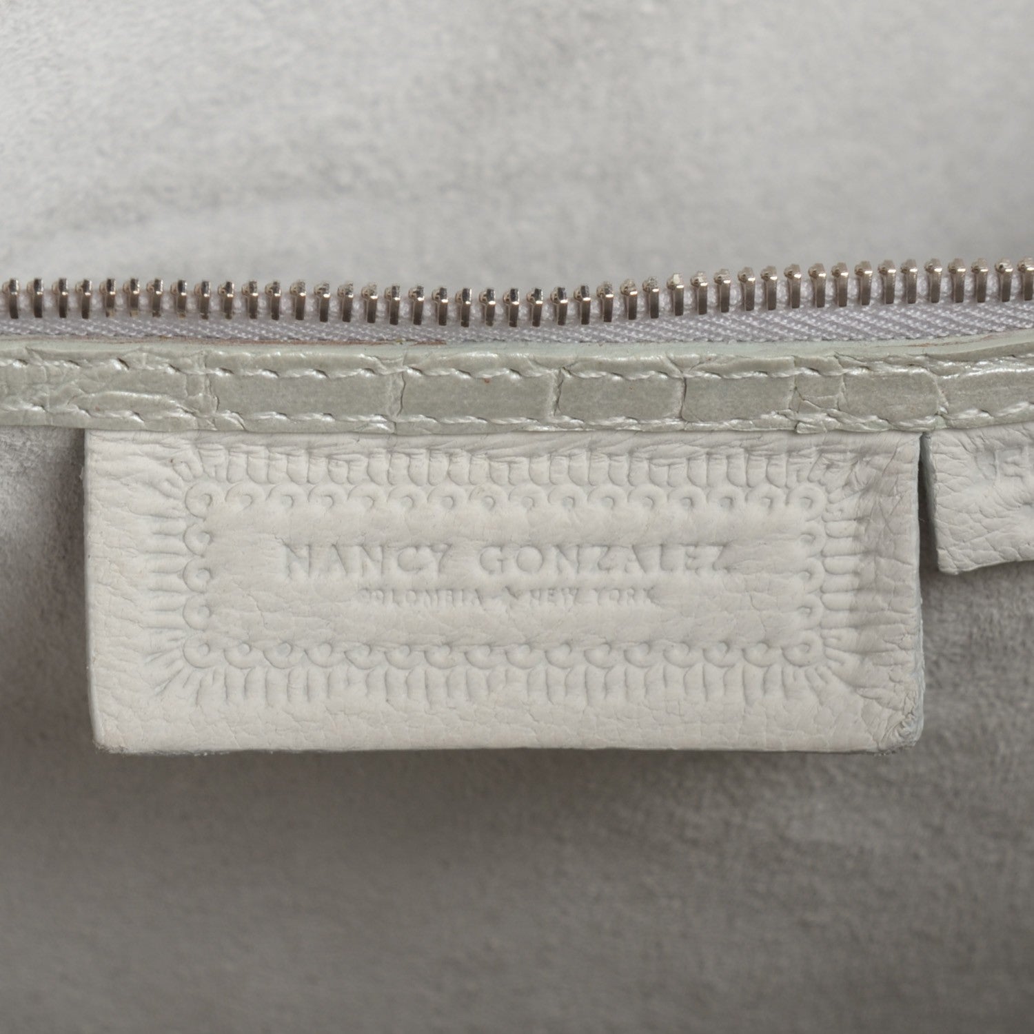 Nancy Gonzalez Metallic Crocodile Medium Leaf Tote White 6 of 8
