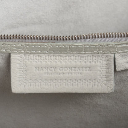Nancy Gonzalez Metallic Crocodile Medium Leaf Tote White 6 of 8