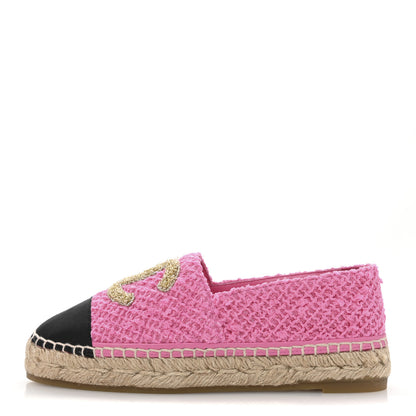 Chanel Tweed Grosgrain CC Espadrilles 35 Pink Black 1 of 10