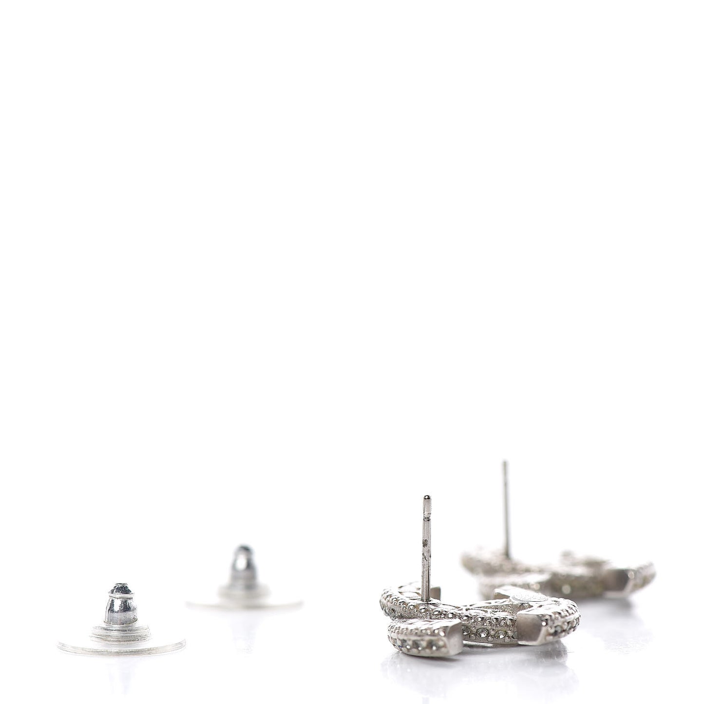 Baguette Crystal CC Earrings Silver Black