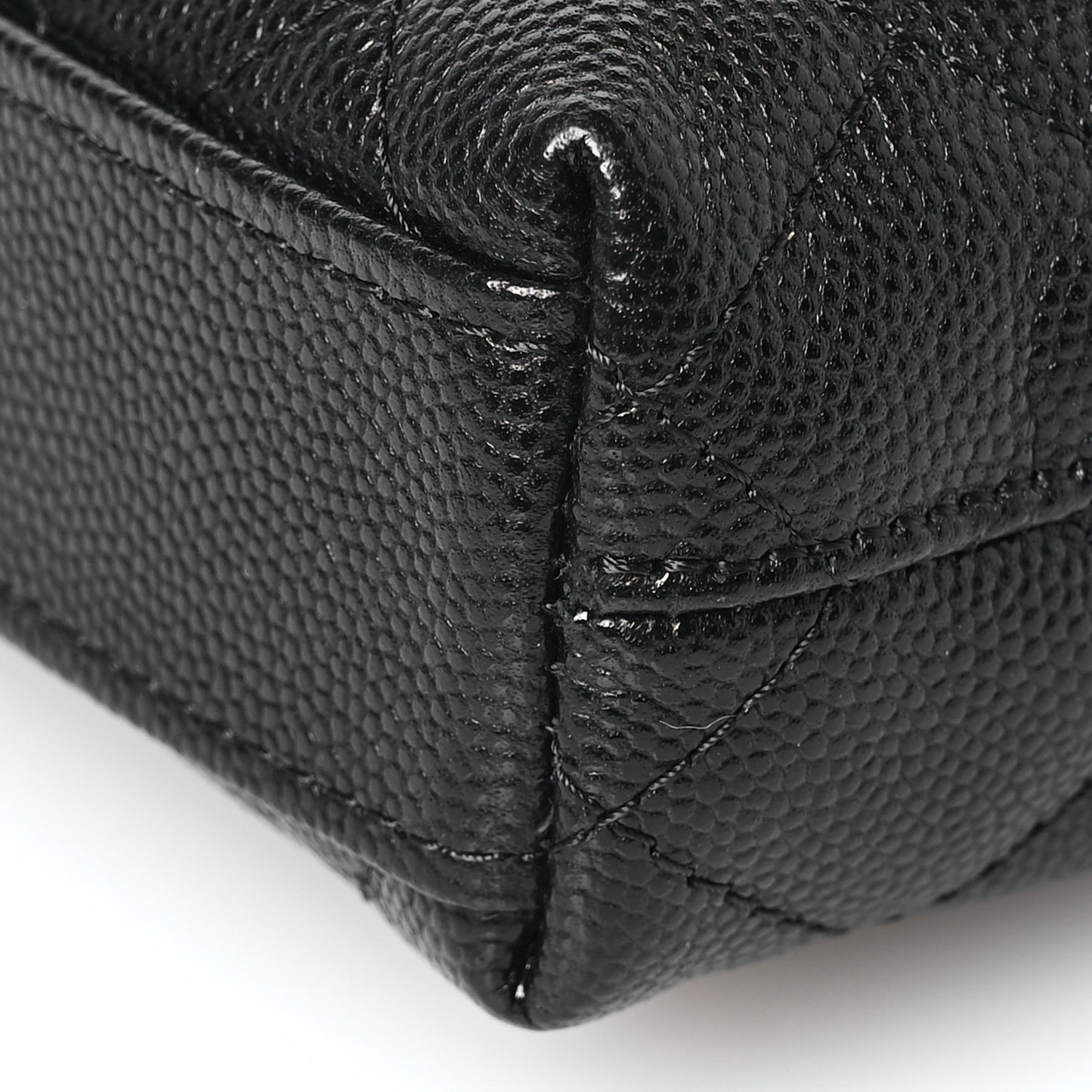 Caviar Quilted Coco Handle Clutch With Chain Black