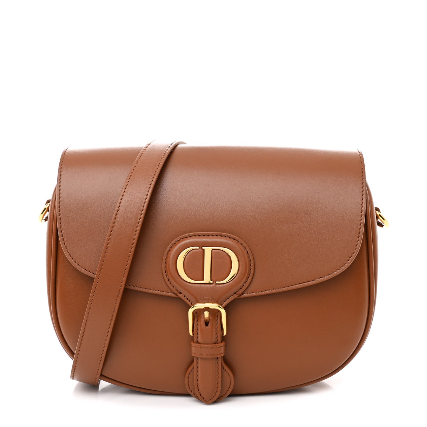 Box Calfskin Medium Bobby Flap Dark Tan