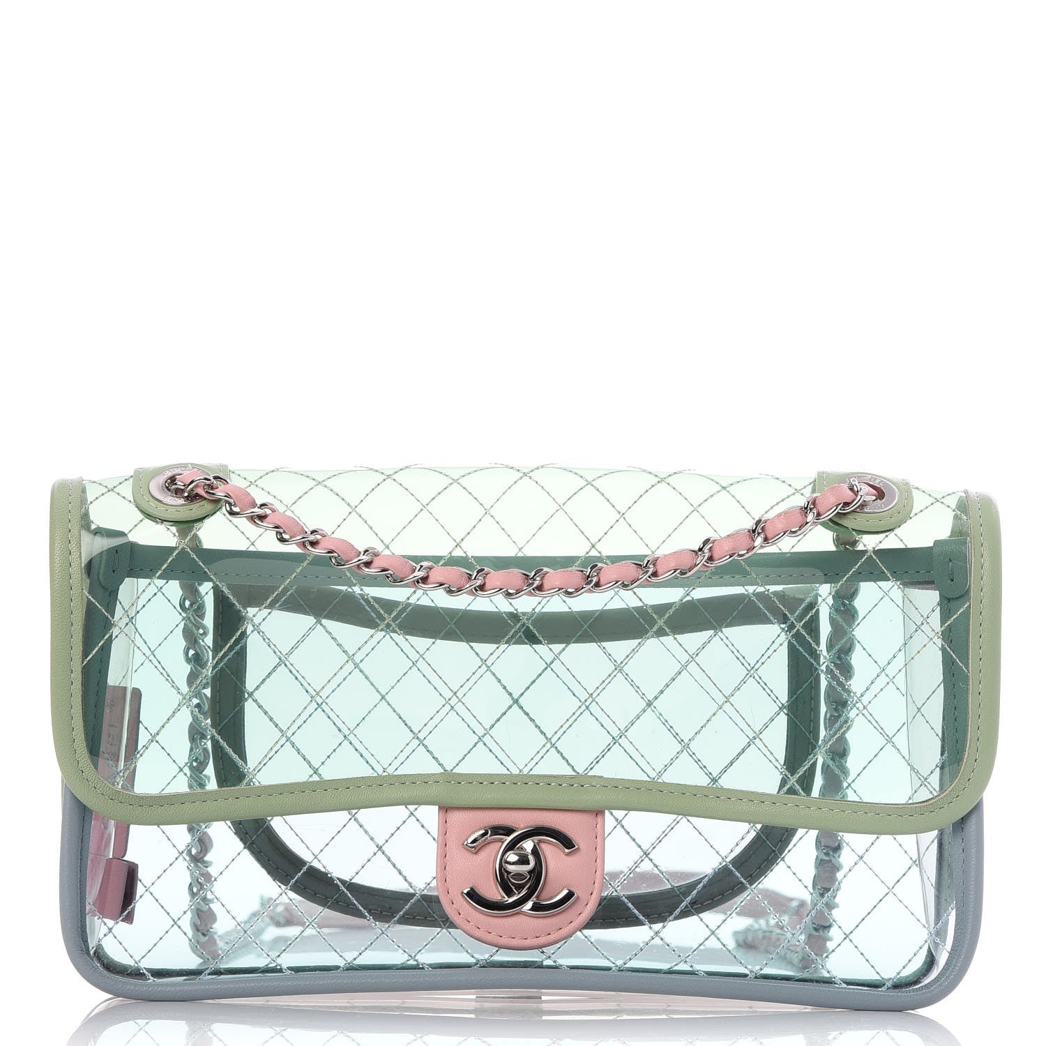 Chanel Lambskin PVC Quilted Medium Coco Splash Flap Blue Green 1 of 8
