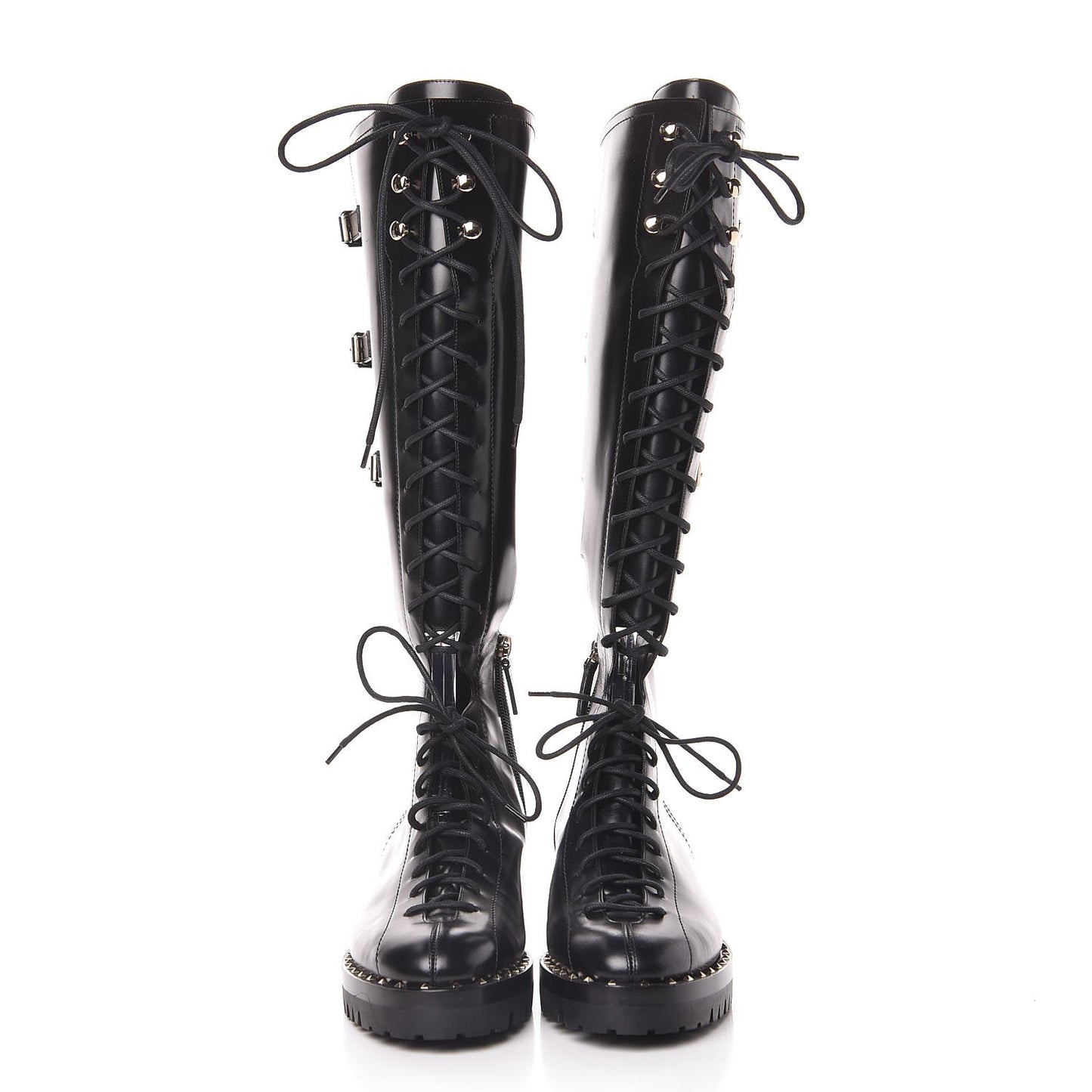 Calfskin Soul Rockstud Split Knee High Boots Black 40 Black
