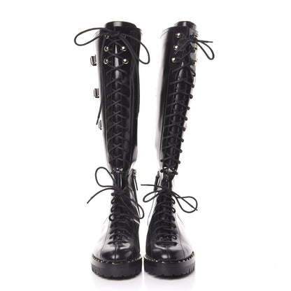 Valentino Garavani Calfskin Soul Rockstud Split Knee High Boots Black 40 Black 2 of 6