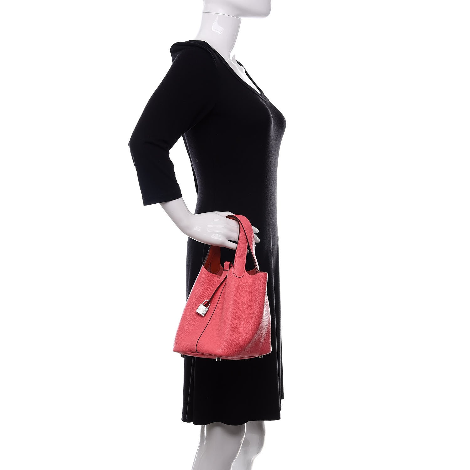 Hermes Taurillon Clemence Eclat Picotin Lock 18 PM Rose Azalee Terre Battue 2 of 9