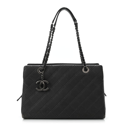 Chanel Calfskin Diamond Embossed Large CC Zip Shopping Tote Grey 1 of 14