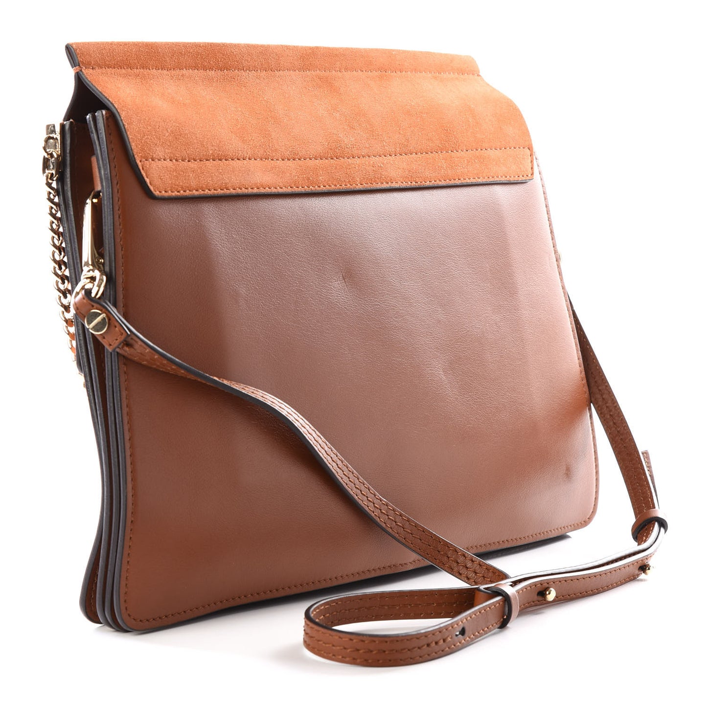 Suede Calfskin Medium Faye Shoulder Bag Tobacco