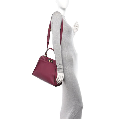 Fendi Vitello Seta Medium Peekaboo Iconic Satchel Magenta 2 of 13