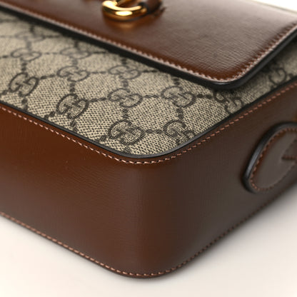 Gucci GG Supreme Monogram Small Horsebit 1955 Shoulder Bag Beige Brown Sugar 9 of 10