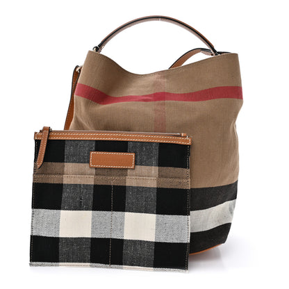 Burberry Canvas Mega Check Medium Ashby Hobo Saddle Brown 3 of 19